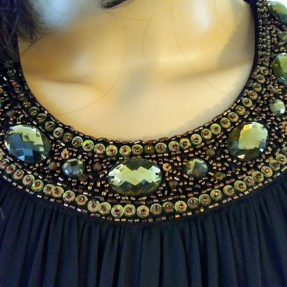 SALE! Cache Sz 8 Brown Beaded Fancy Party Dress - Picture 3 of 8